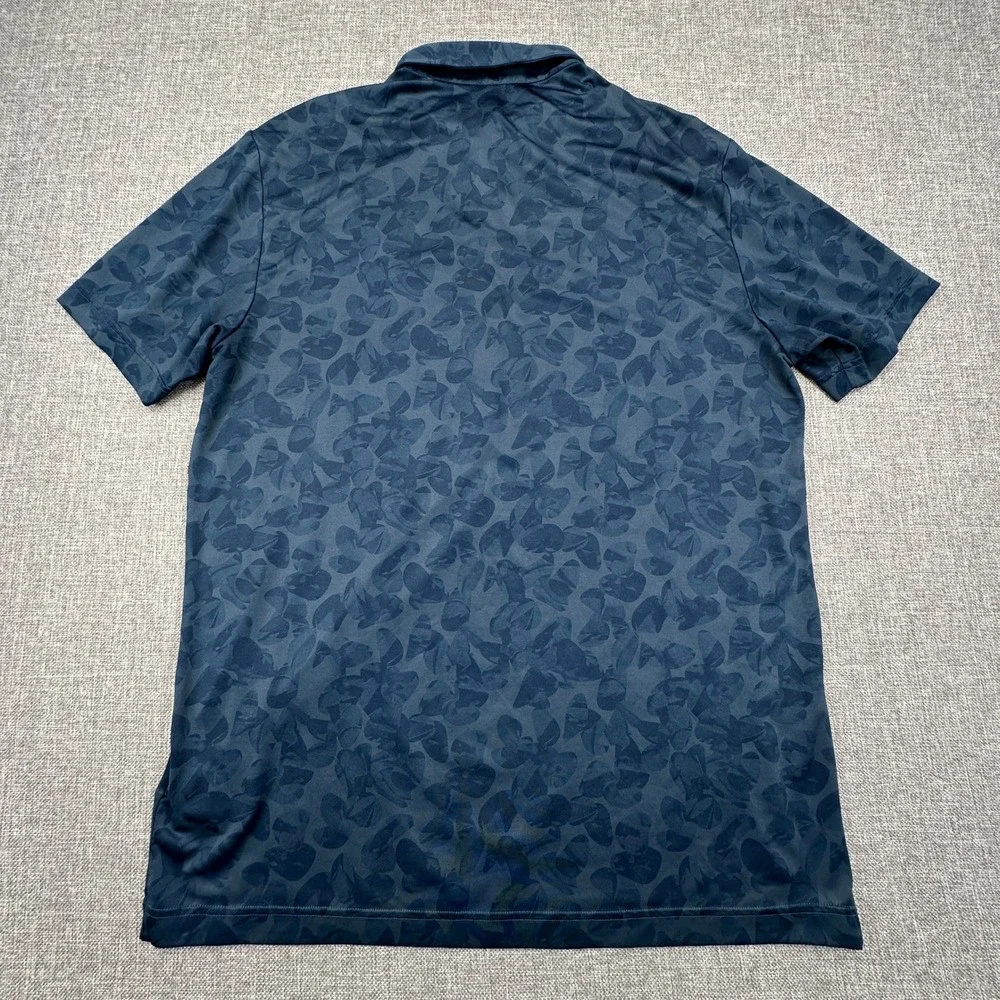 Adidas Prisma-Print Polo Shirt‎ Mens Medium Navy Blue Camo Abstract Performance